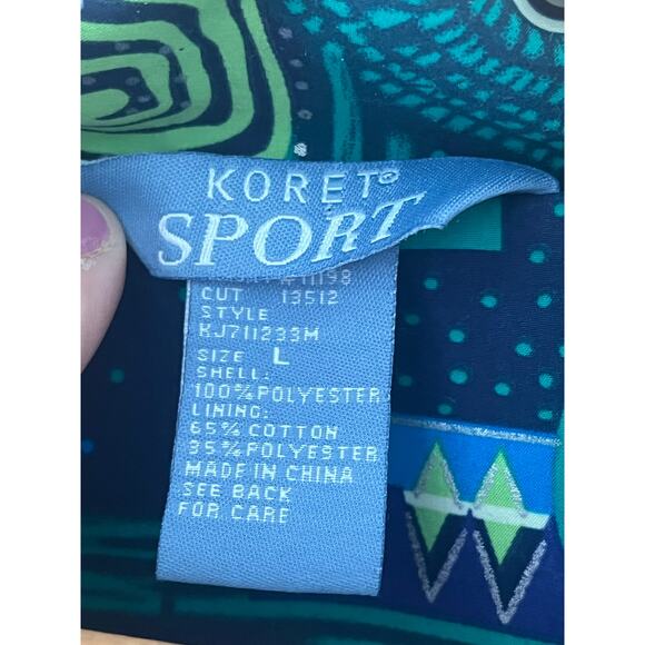 Women's Vintage Koret Sprot Geometric Shoulder Pad Windbreaker Coat Jacket Sz L - Picture 3 of 5